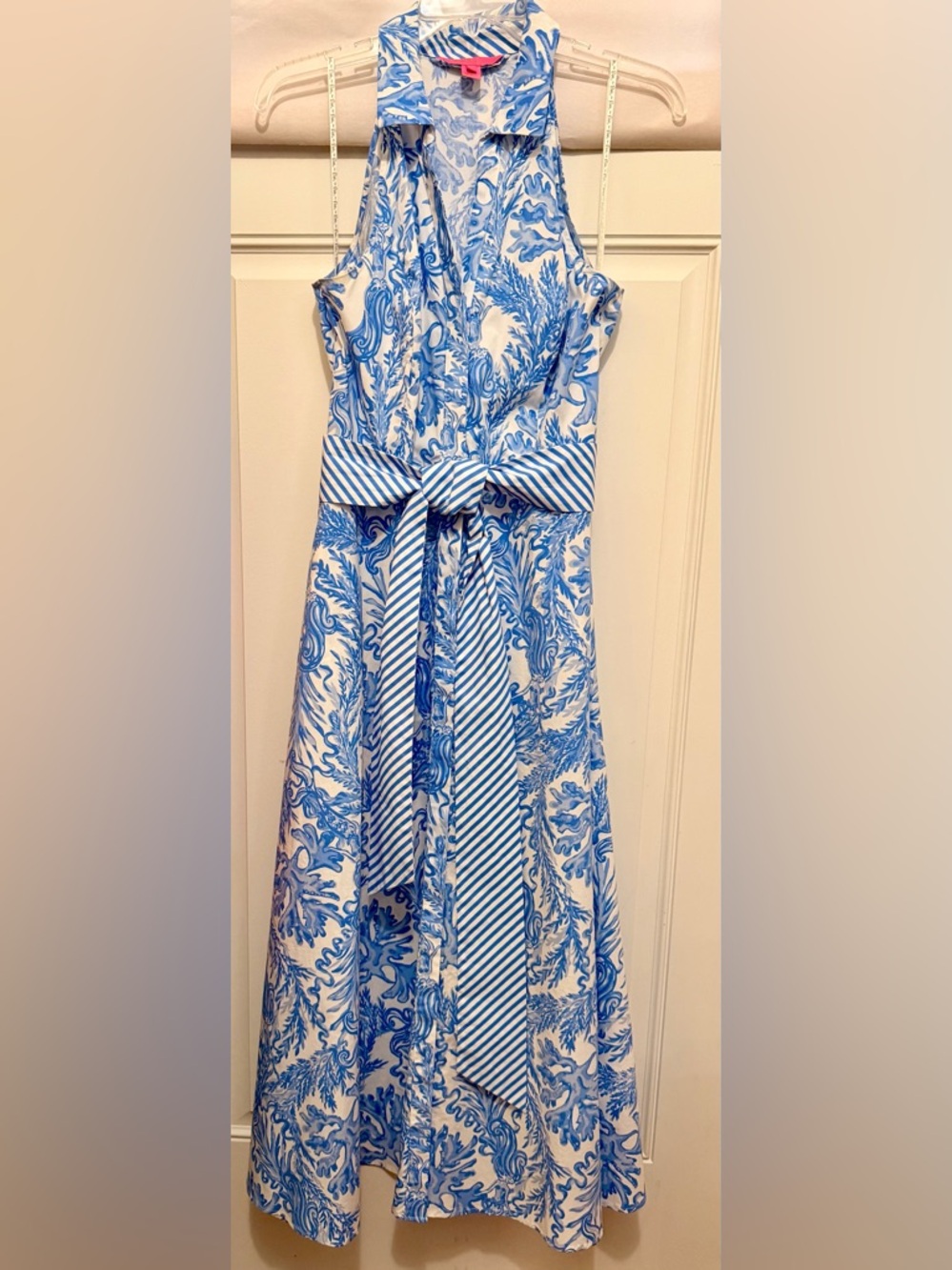 Lilly Pulitzer Chrisella StretchBlue and White Printed Belted Dress